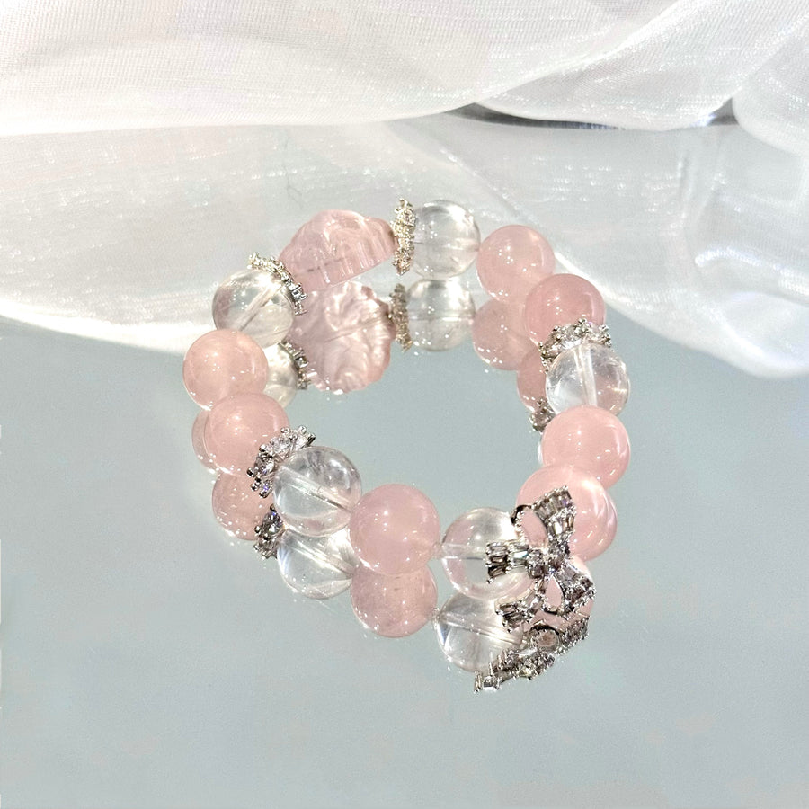 Frosted Rose Charm Bracelet