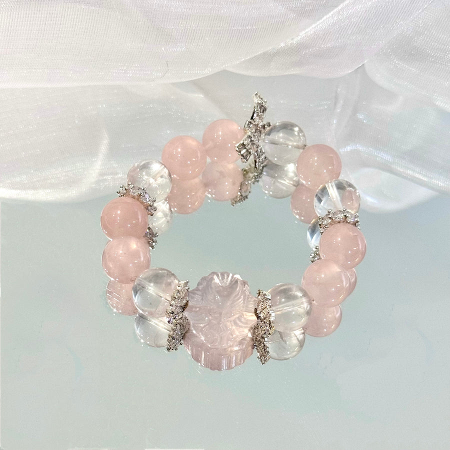 Frosted Rose Charm Bracelet