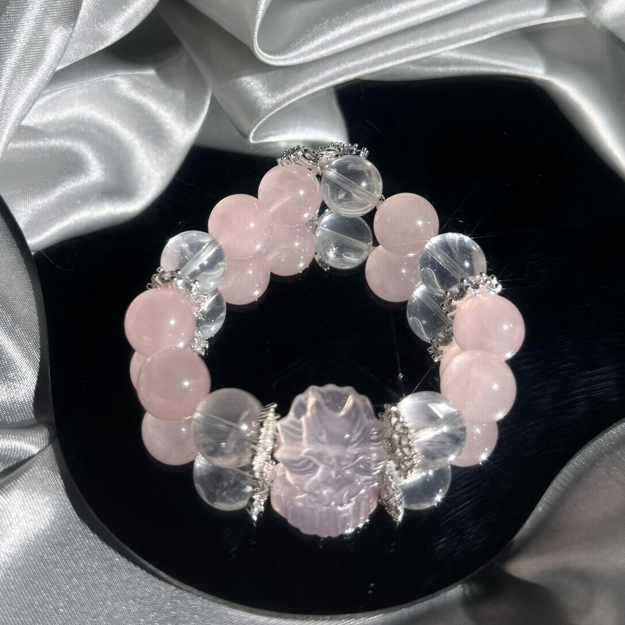 Frosted Rose Charm Bracelet